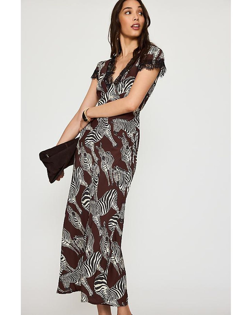 Never Fully Dressed Brown Olivia Zebra Maxi Dress