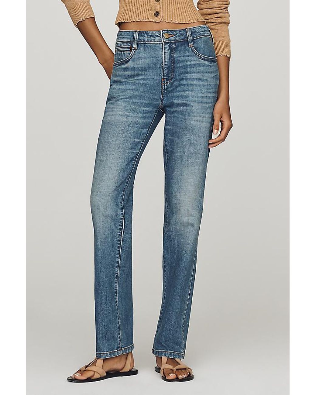Pilcro Blue Wren Mid-Rise Relaxed Straight-Leg Jeans