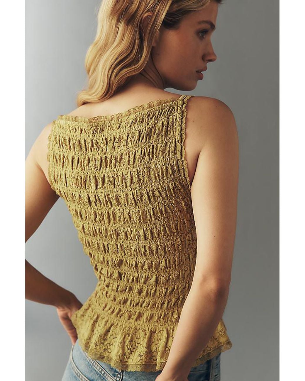 Maeve Brown Shirred Tank Top