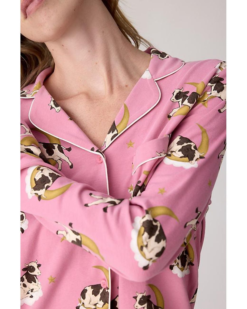 Chelsea Peers Pink Cosmic Cow Print Long Pyjama Set