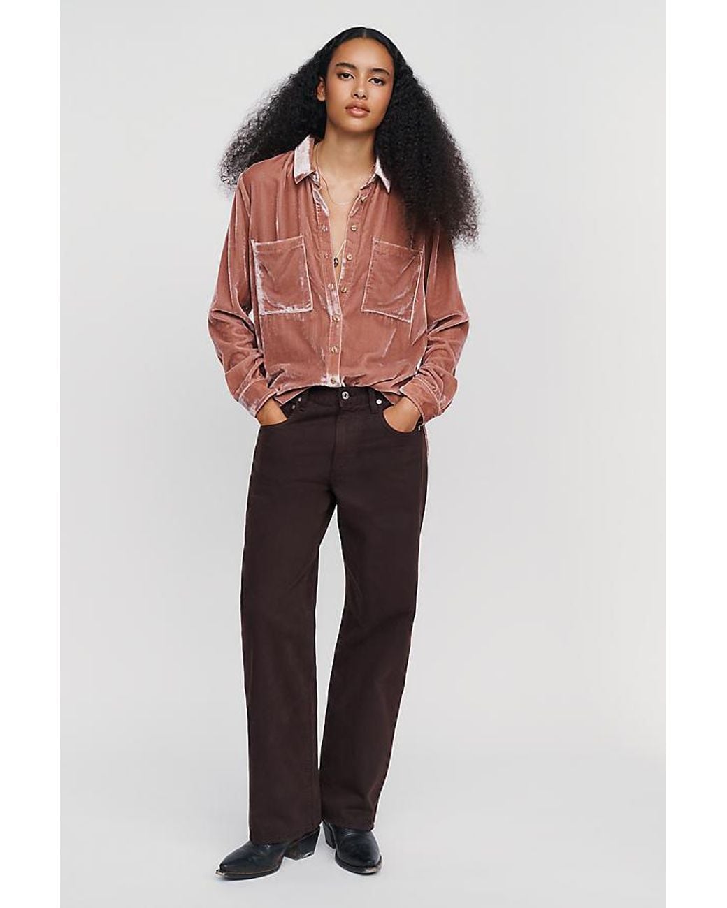 Pilcro Red The Hadley Relaxed Buttondown Shirt By Velvet Edition