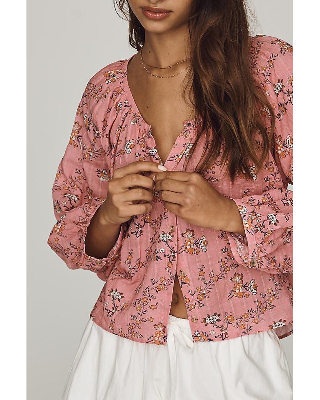Pilcro Red Sidney Shrunken Batwing Blouse
