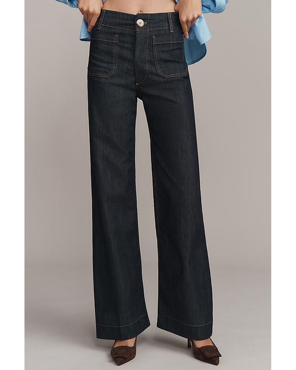 Maeve Blue The Colette Full-Length Wide-Leg Jeans By