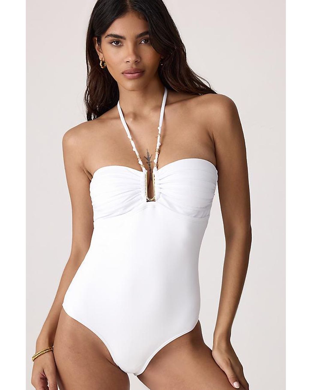 Sea Level White De Luxe U-Bar Halter One-Piece Swimsuit