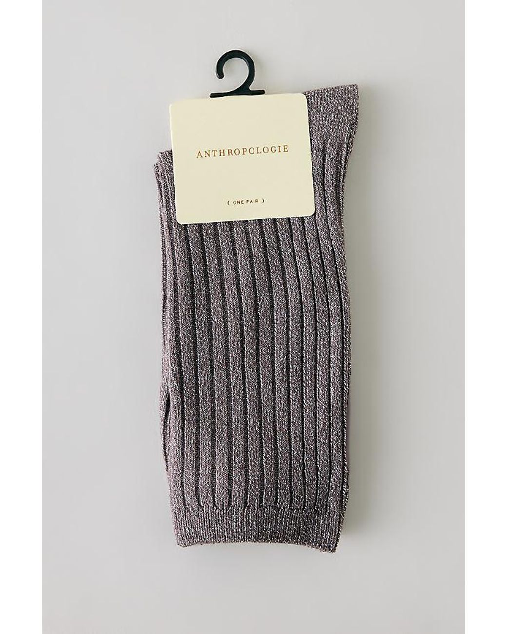By Anthropologie Gray Metallic Ribbed Trouser Socks