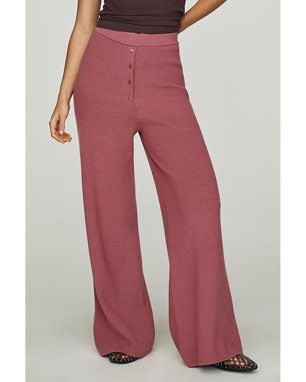 Daily Practice White Knit Wide-Leg Trousers