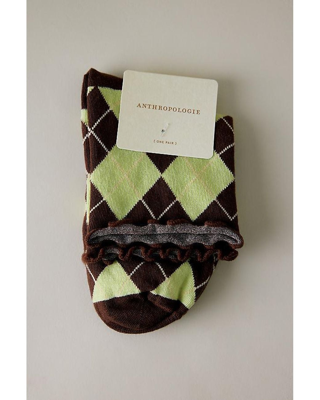 By Anthropologie Yellow Argyle Ruffle Socks