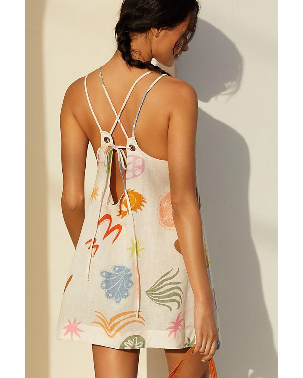 Celandine Daniella Manini X Linen Blend Halter Mini Dress in Green | Lyst UK