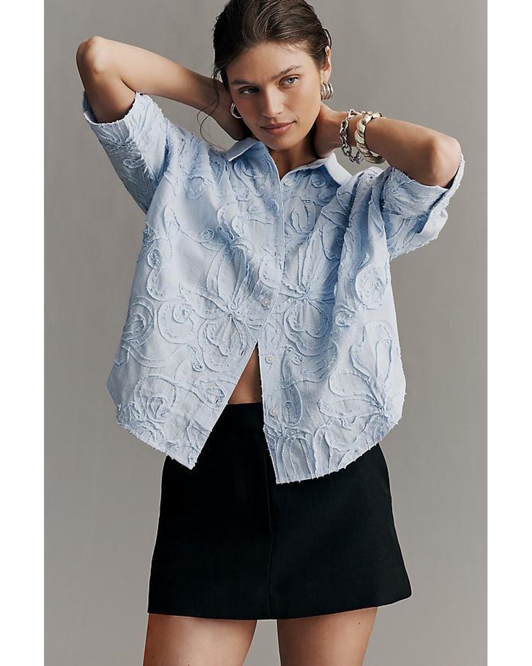 Maeve Blue The Mabel Boxy Oxford Shirt By