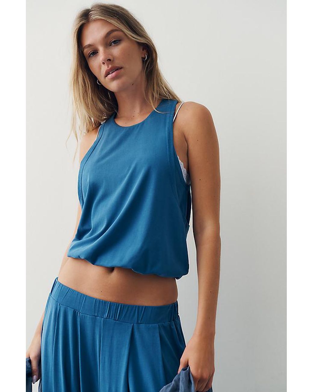 Daily Practice Blue Bubble Twist Tank Top