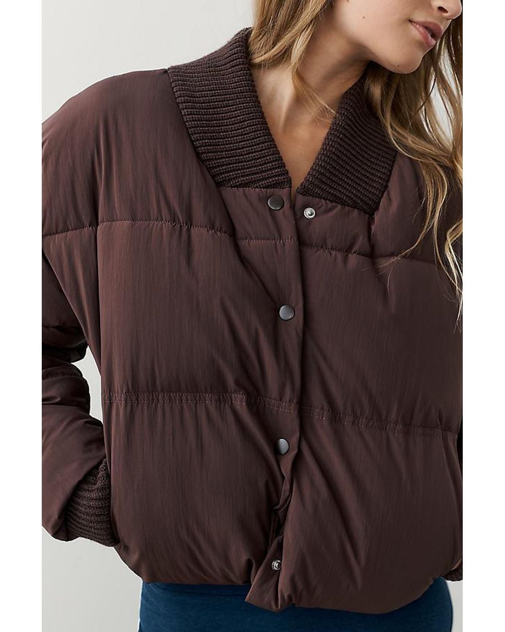 Daily Practice Brown Cropped Puffer Jacket
