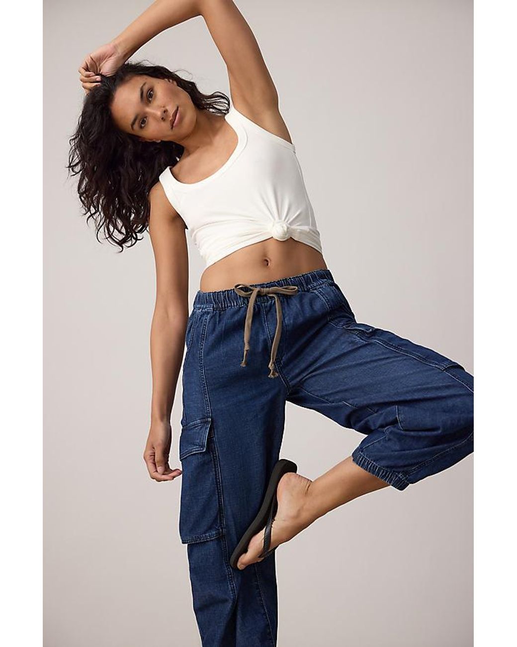 Pilcro Blue Victoire High-Rise Cargo Jogger Jeans