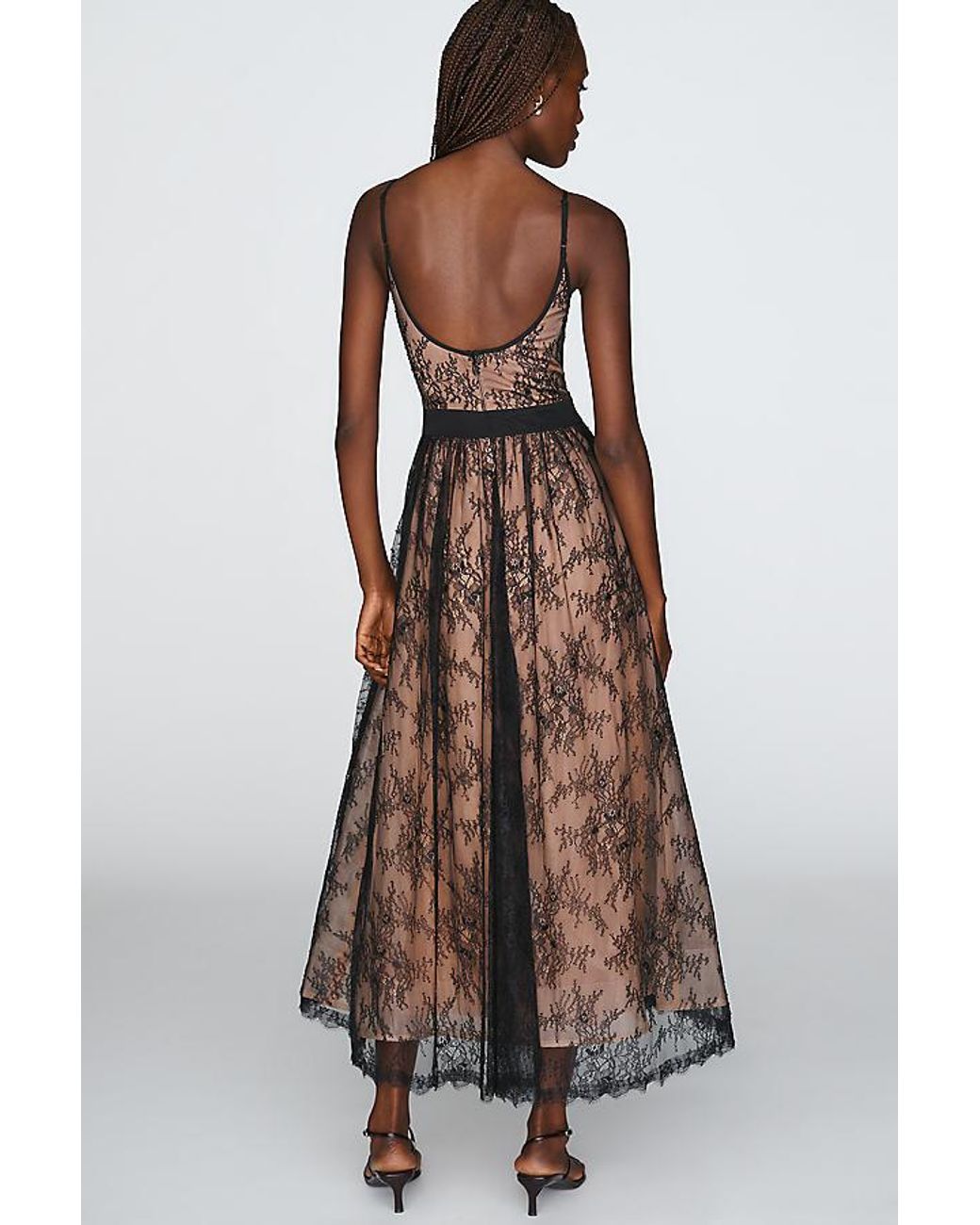 By Anthropologie Brown Lace Midi Dress