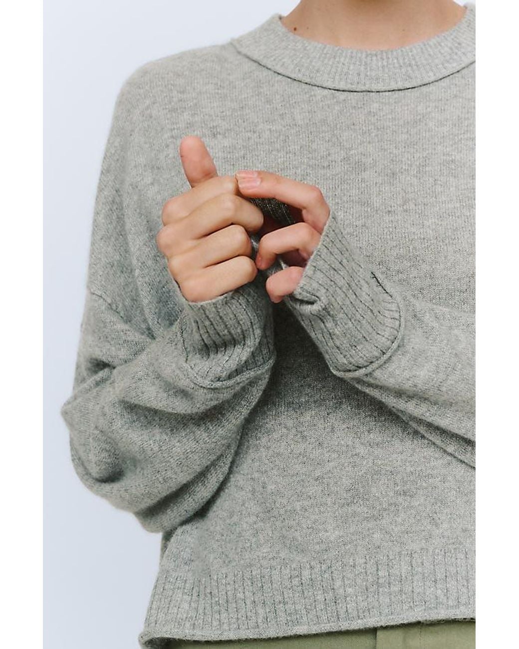 By Anthropologie Green The Goldie Cashmere Long-Sleeve Crew-Neck Jumper
