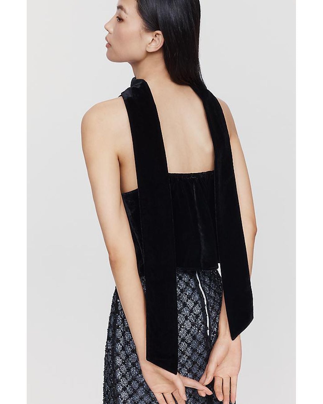 Maeve Black The Clara Scarf-Neck Velvet Cami Top By