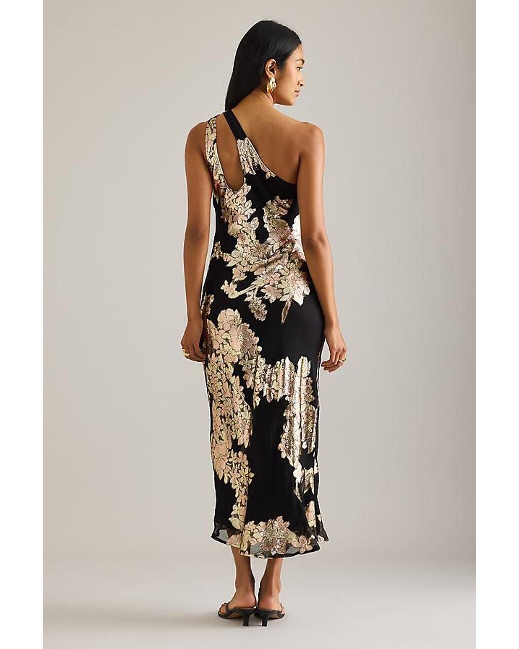 anthropologie black and gold dress By The Lily One-Shoulder Jacquard Midi Slip in SEASONAL_MD Kayla 3-in-1 Black Gothic Color:Greens Make your move