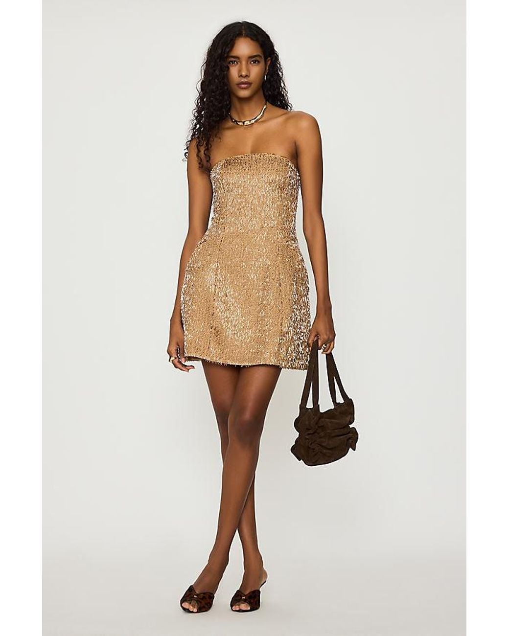 Bardot Blue Florine Sequin Strapless Hourglass Mini Dress