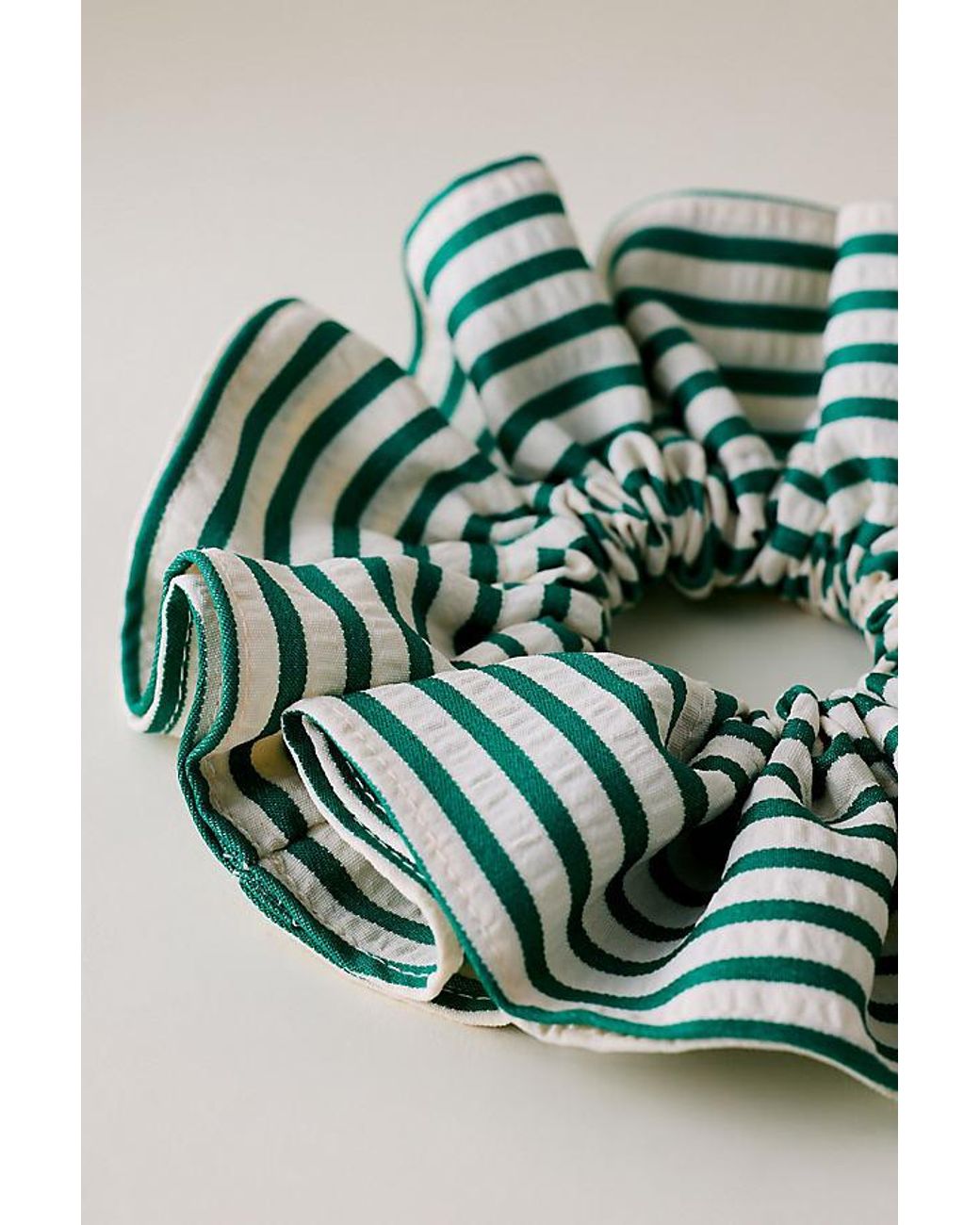 Anthropologie Green Oversized Stripe Scrunchie