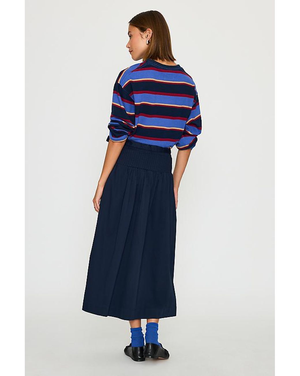 Damson Madder Blue Josie Pleated Midi Skirt