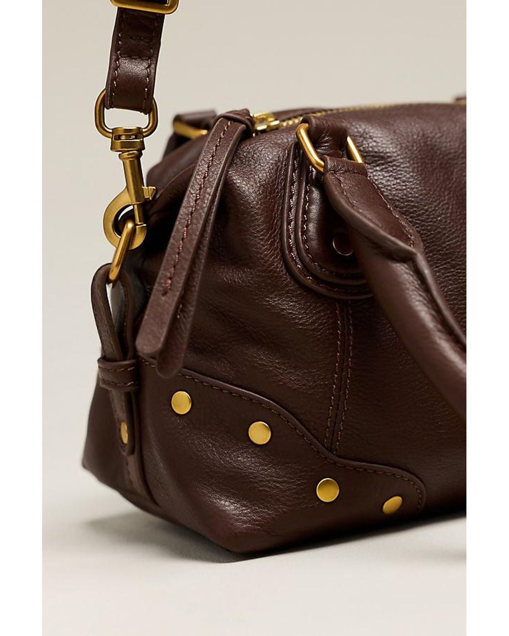 By Anthropologie Brown Arina Leather Mini Satchel Bag