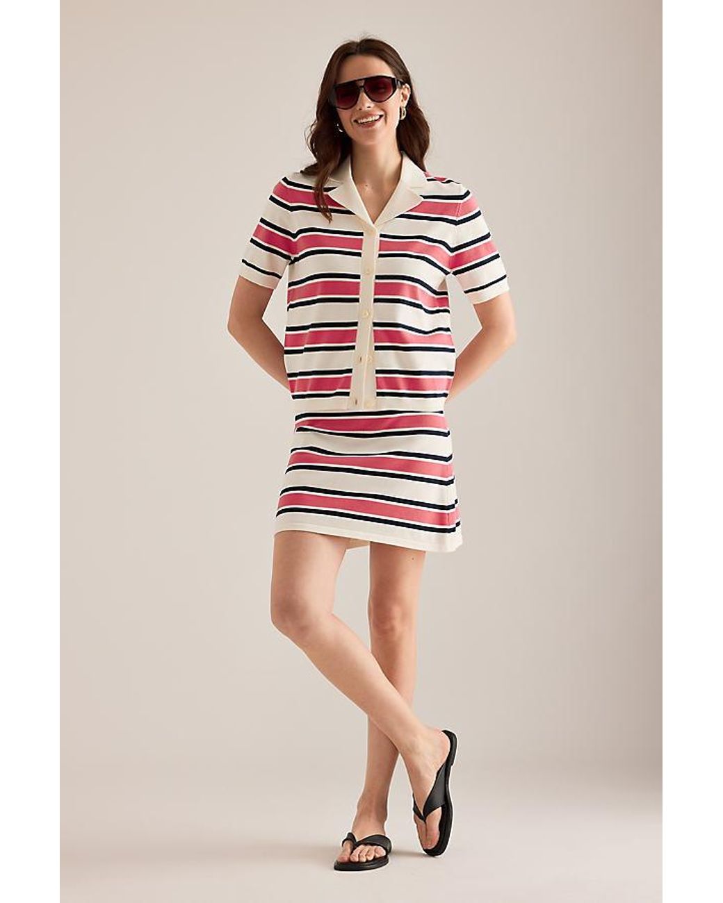 SELECTED Pink Amour Stripe Knit Mini Skirt