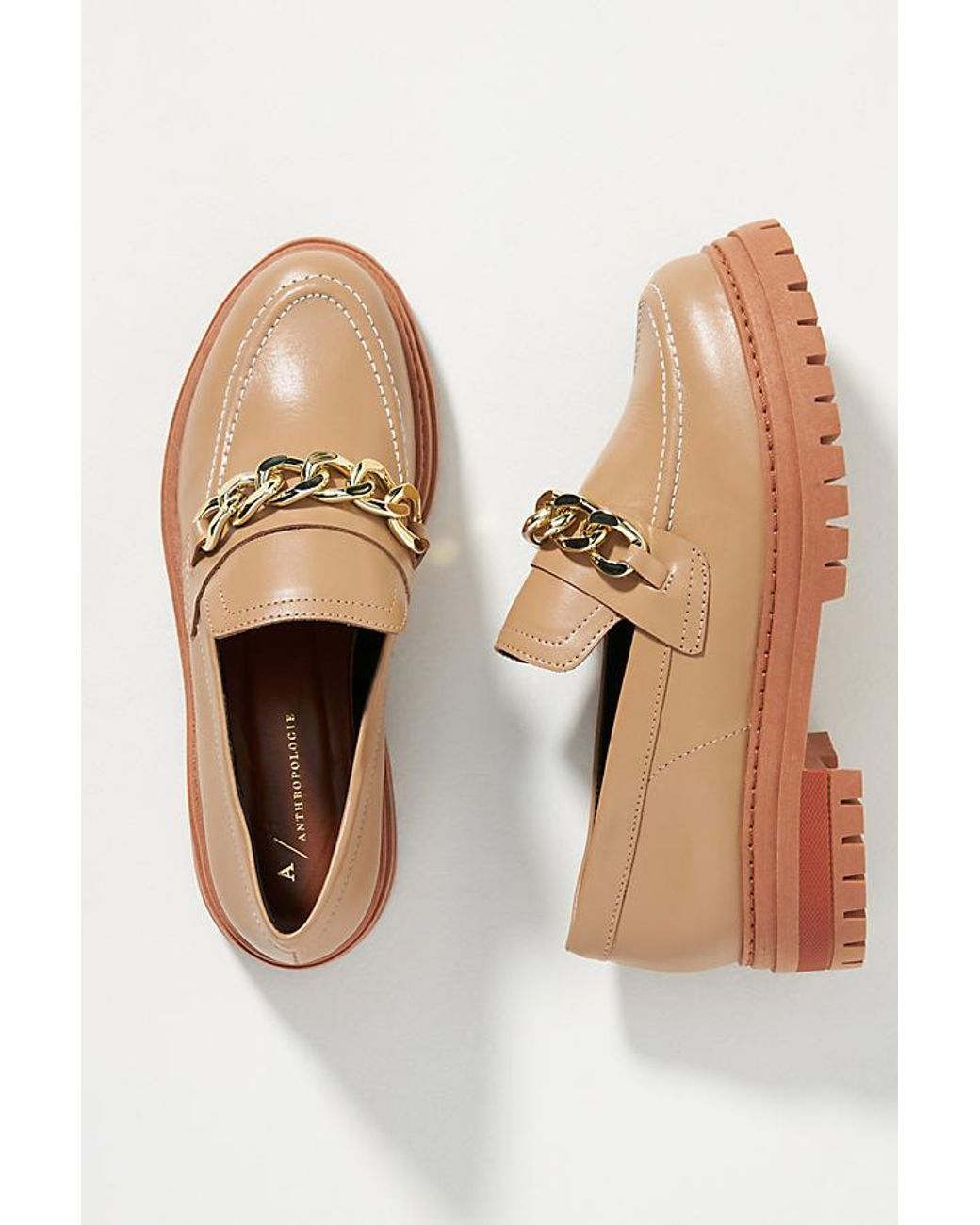 Anthropologie Lug Sole Platform Loafers in Natural | Lyst UK