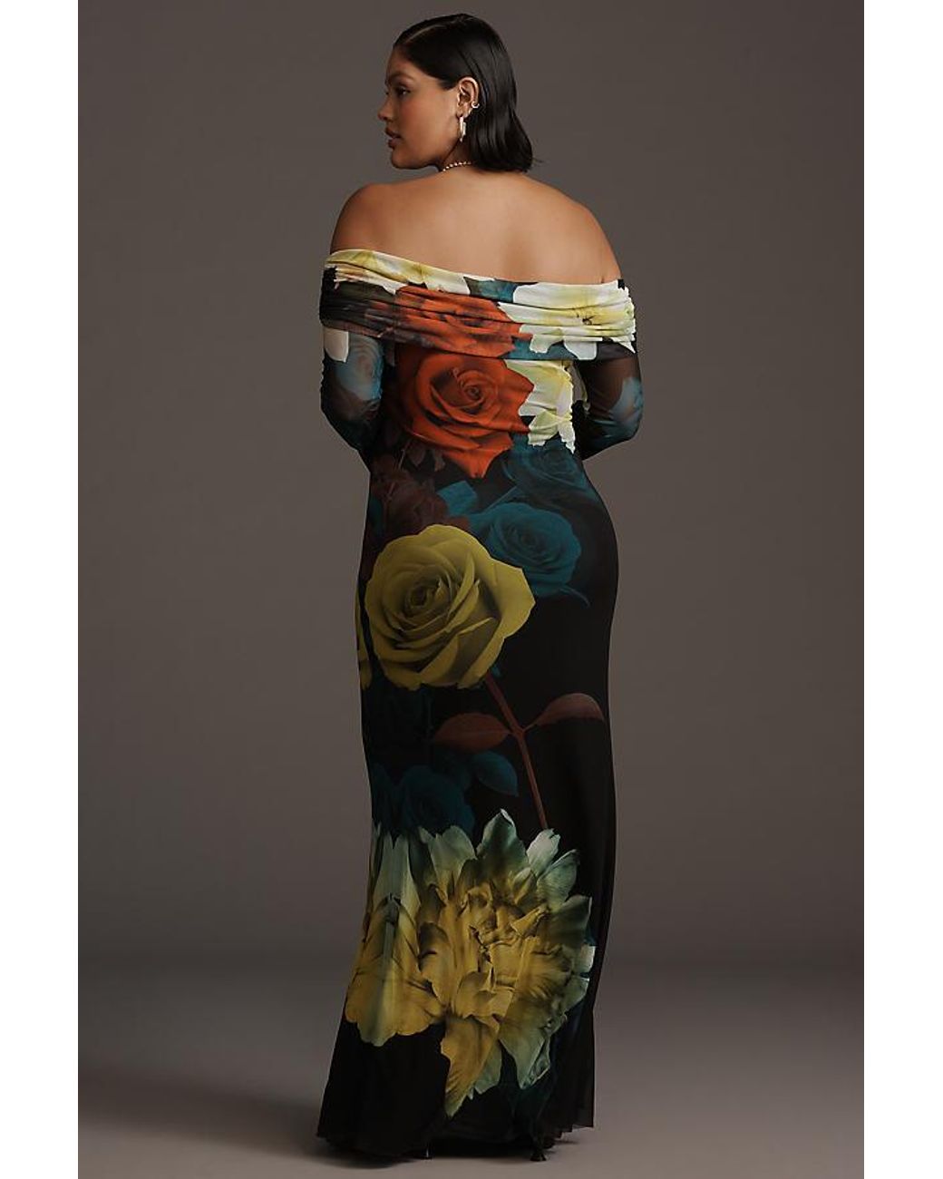 AFRM Long-Sleeve Off-The-Shoulder Mesh Maxi Dress | Lyst UK