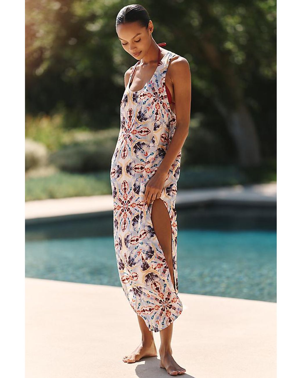 Celandine Green V-Neck High-Slit Maxi Dress