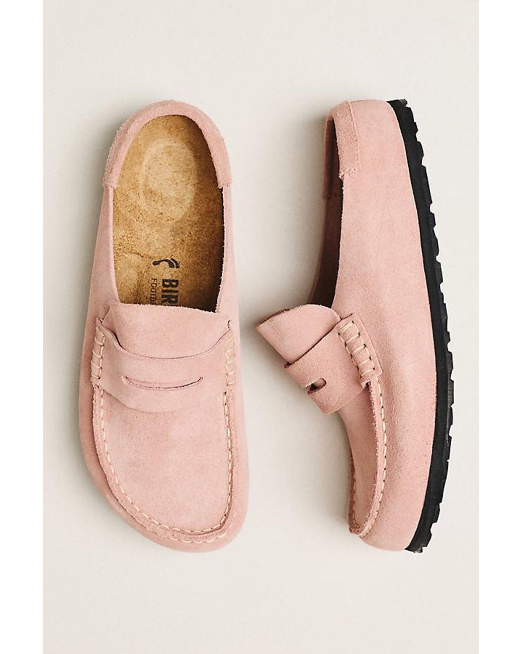 Birkenstock Pink Naples Suede Clogs