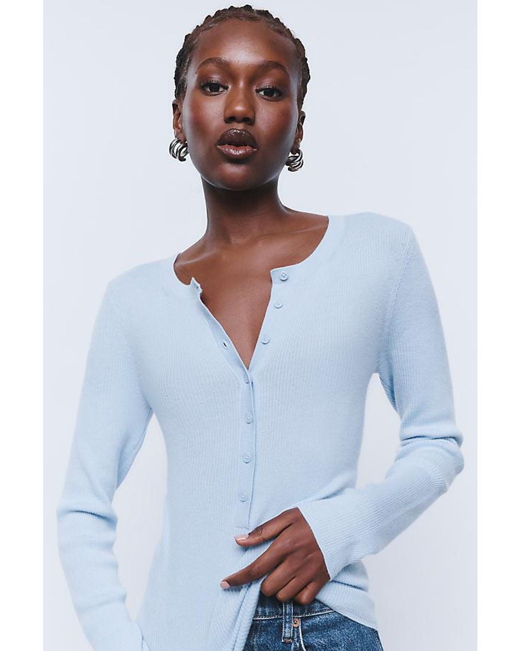 By Anthropologie White 100% Cashmere Henley Top