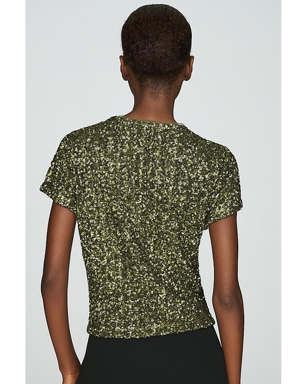 Maeve Black Sequin Muscle T-Shirt