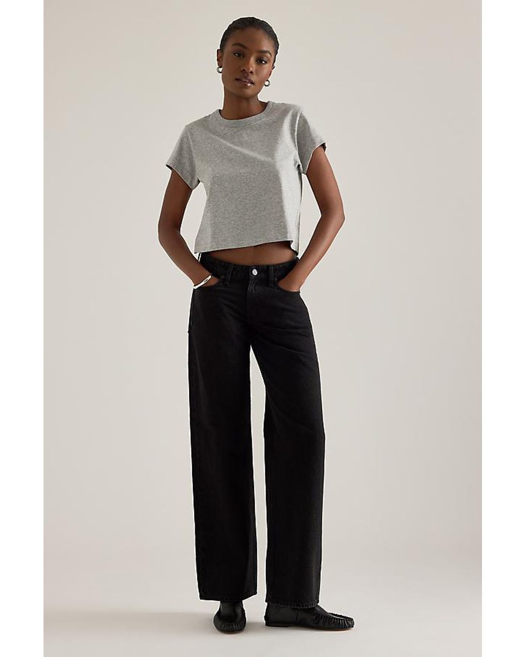 Rag & Bone Gray Kelly 100% Cotton Crop T-Shirt
