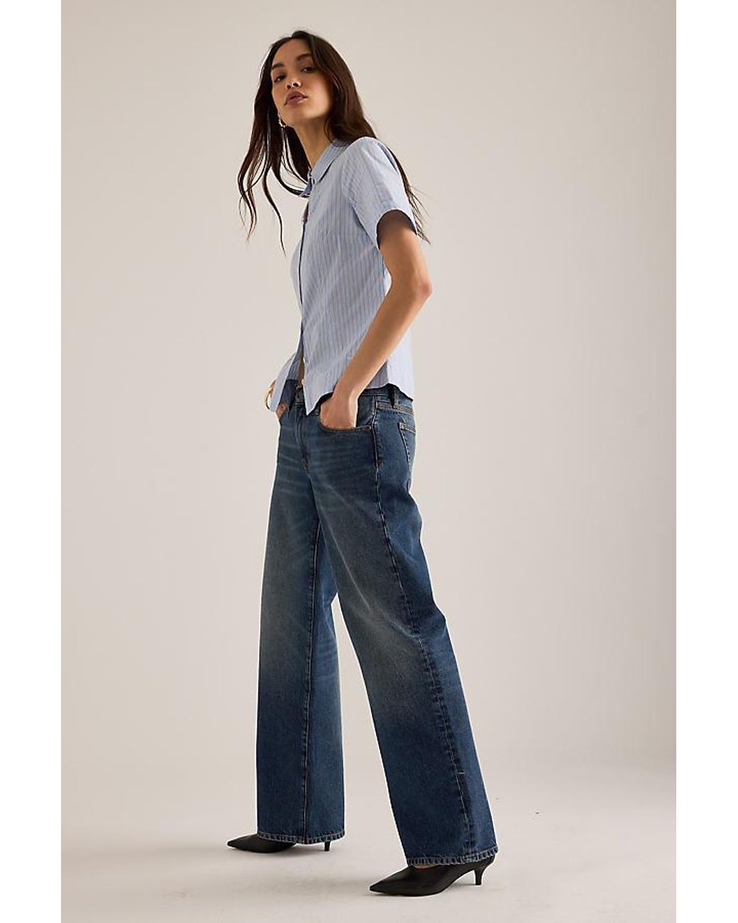 FRAME Blue The Saturday Low-Rise Straight-Leg Jeans