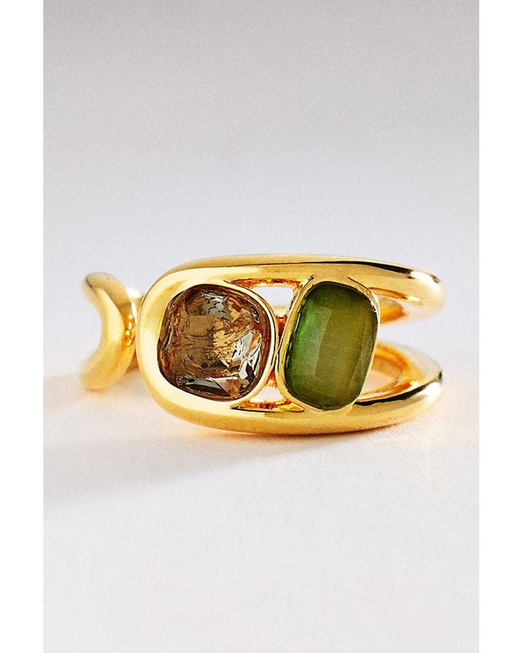 By Anthropologie Green Wrap Crystal Ring