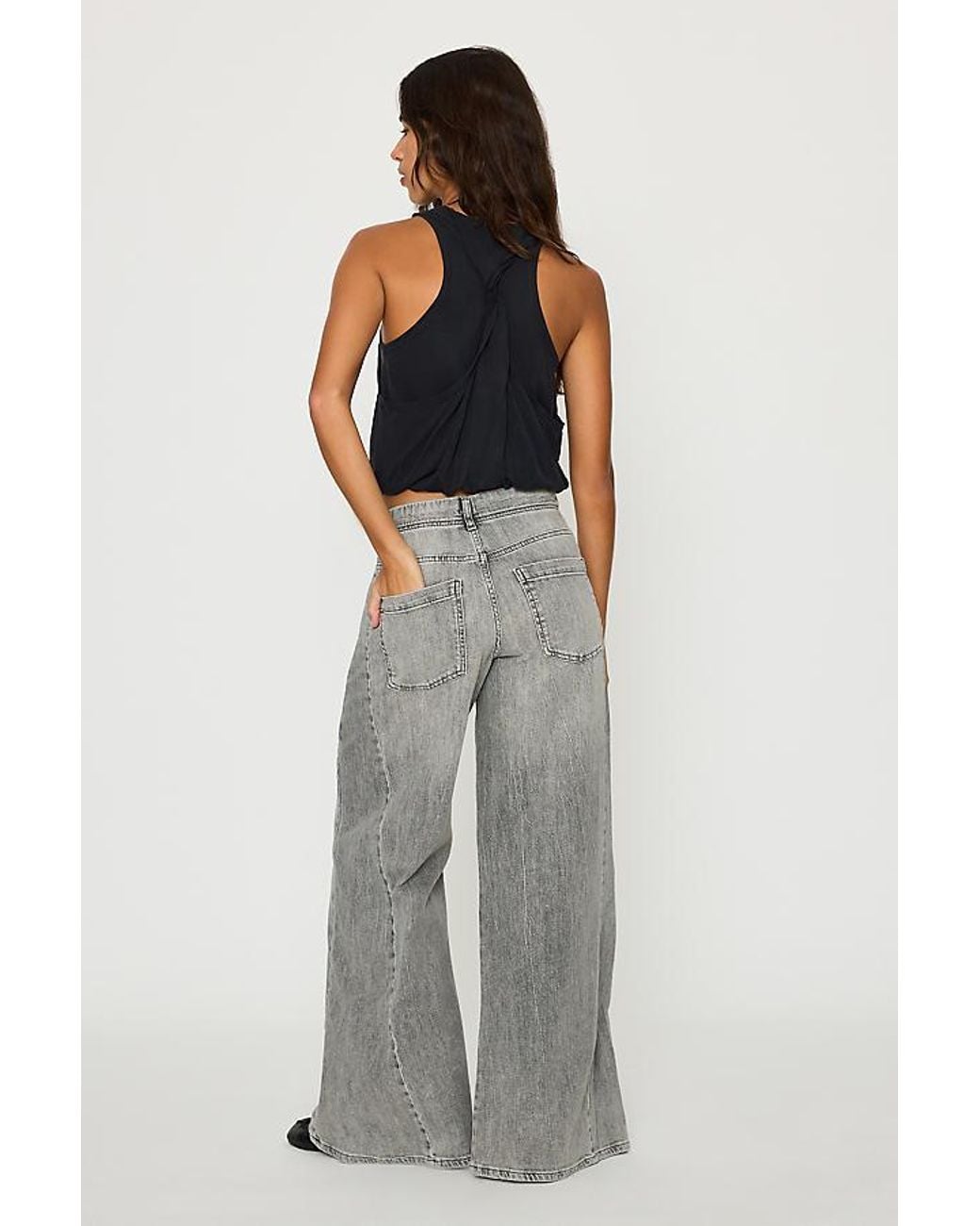 Anthropologie Gray The Adi Mid-Rise Relaxed Wide-Leg Jeans By Pilcro