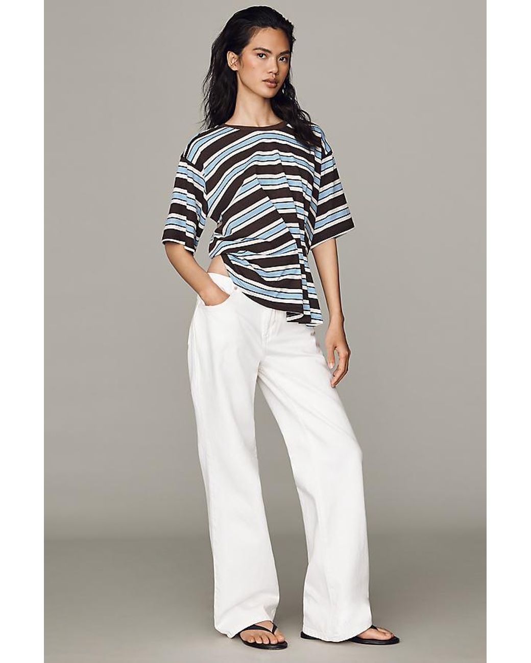 Pilcro Multicolor Pleated Waist T-Shirt