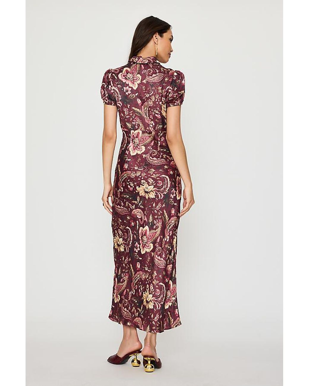 By Anthropologie Collared Satin Midi Dress