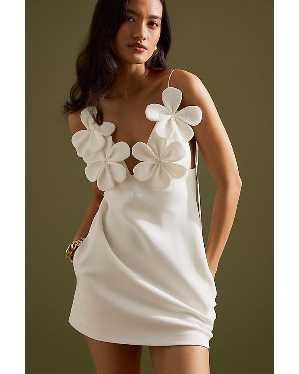 bardot ingrid floral tie strap mini dress Flower Black by Bardot 25 from center top back edge to hem Bardot Ingrid Floral Tie-Strap Mini