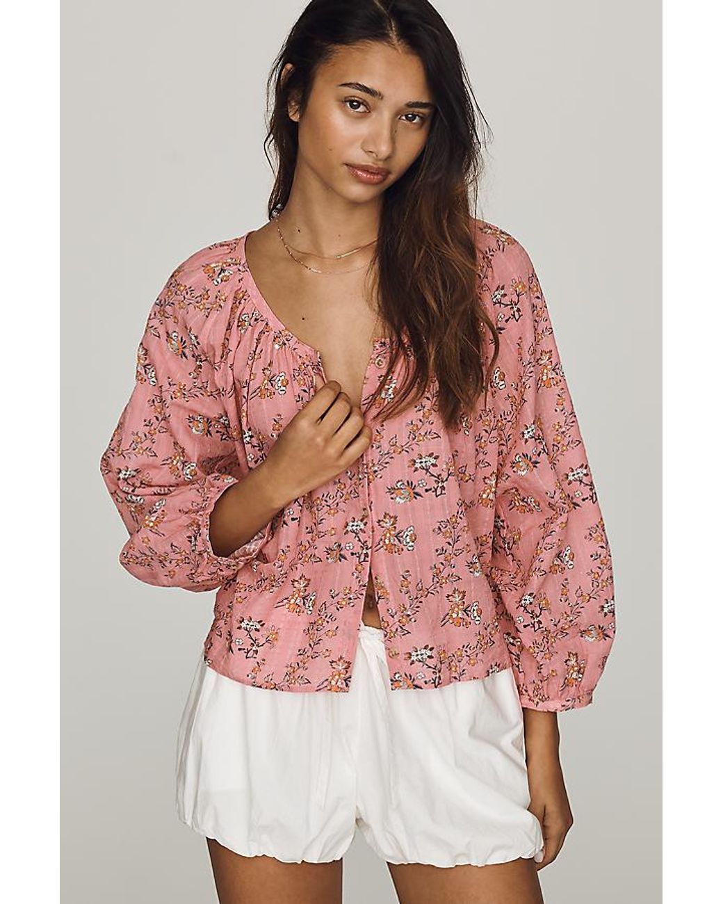 Pilcro Red Sidney Shrunken Batwing Blouse