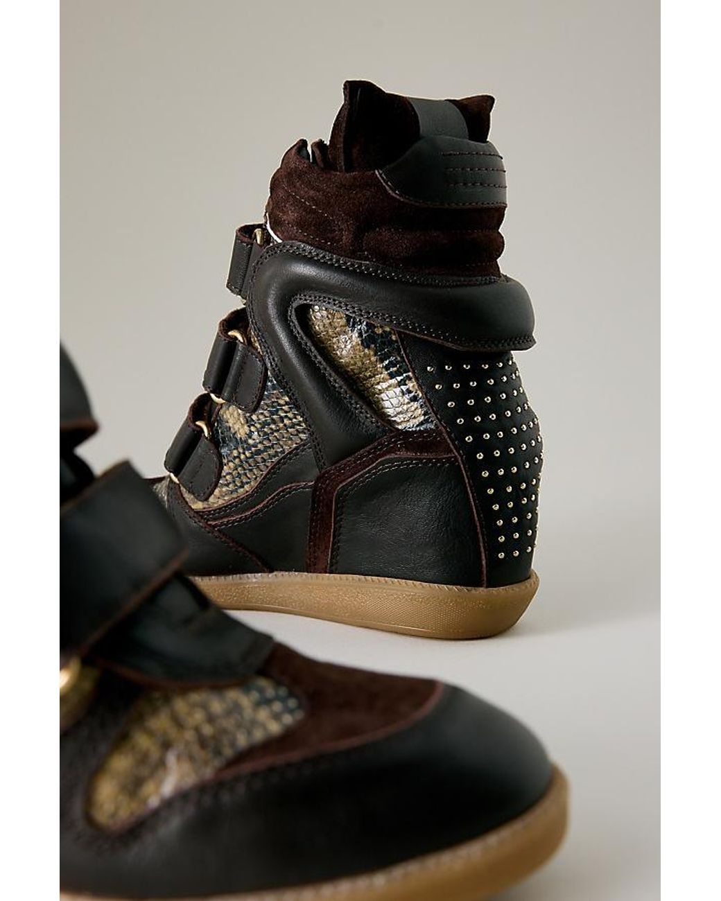 Bronx Black Jaeyy Snake Print Wedge Trainers