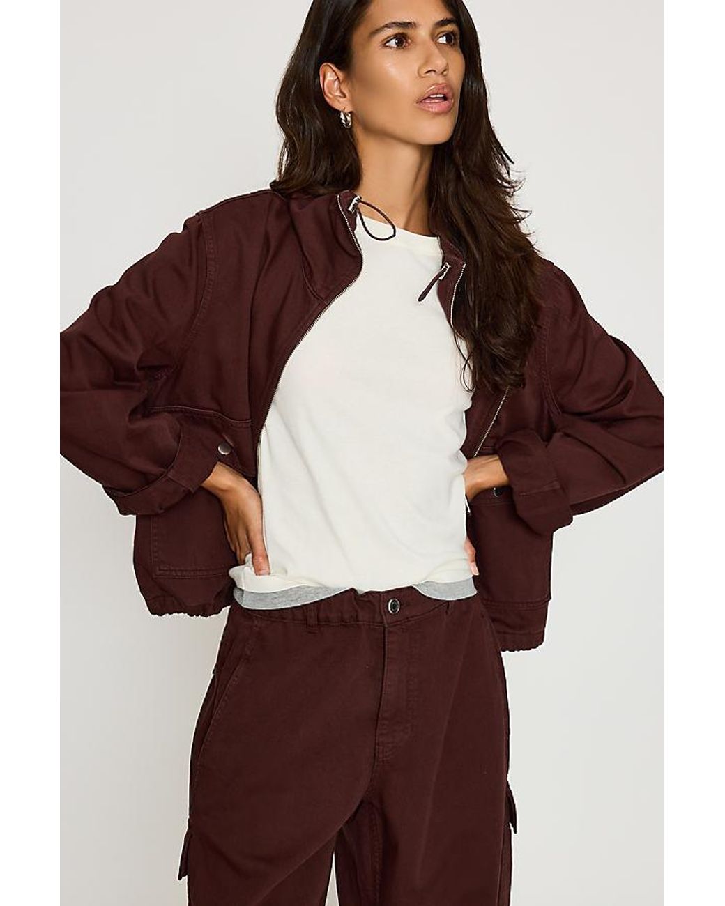 By Anthropologie Purple Frankie Barrel Leg Cargo Trousers