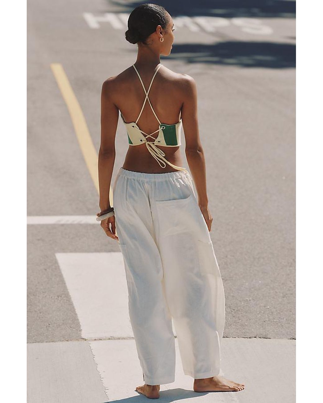 Celandine White Linen-Blend Fisherman Trousers