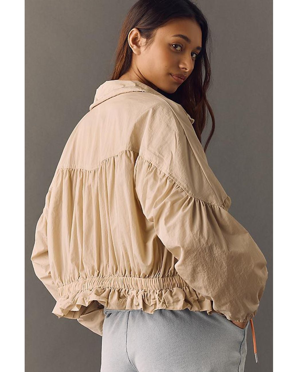 Daily Practice Brown Femme Funnel-Neck Jacket