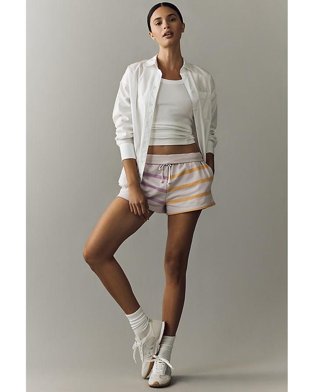 Daily Practice Gray Cotton Colourblock Shorts