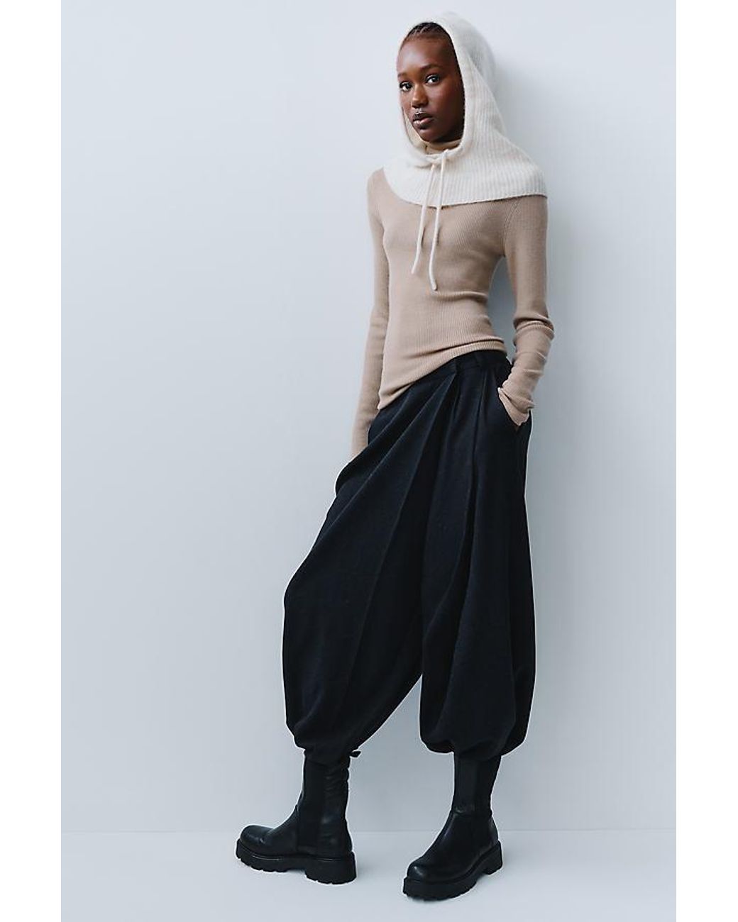 Maeve Multicolor 100% Cashmere Ribbed Turtleneck Top