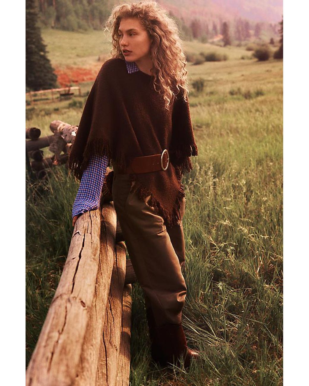 By Anthropologie Brown Wide Oval Buckle Belt