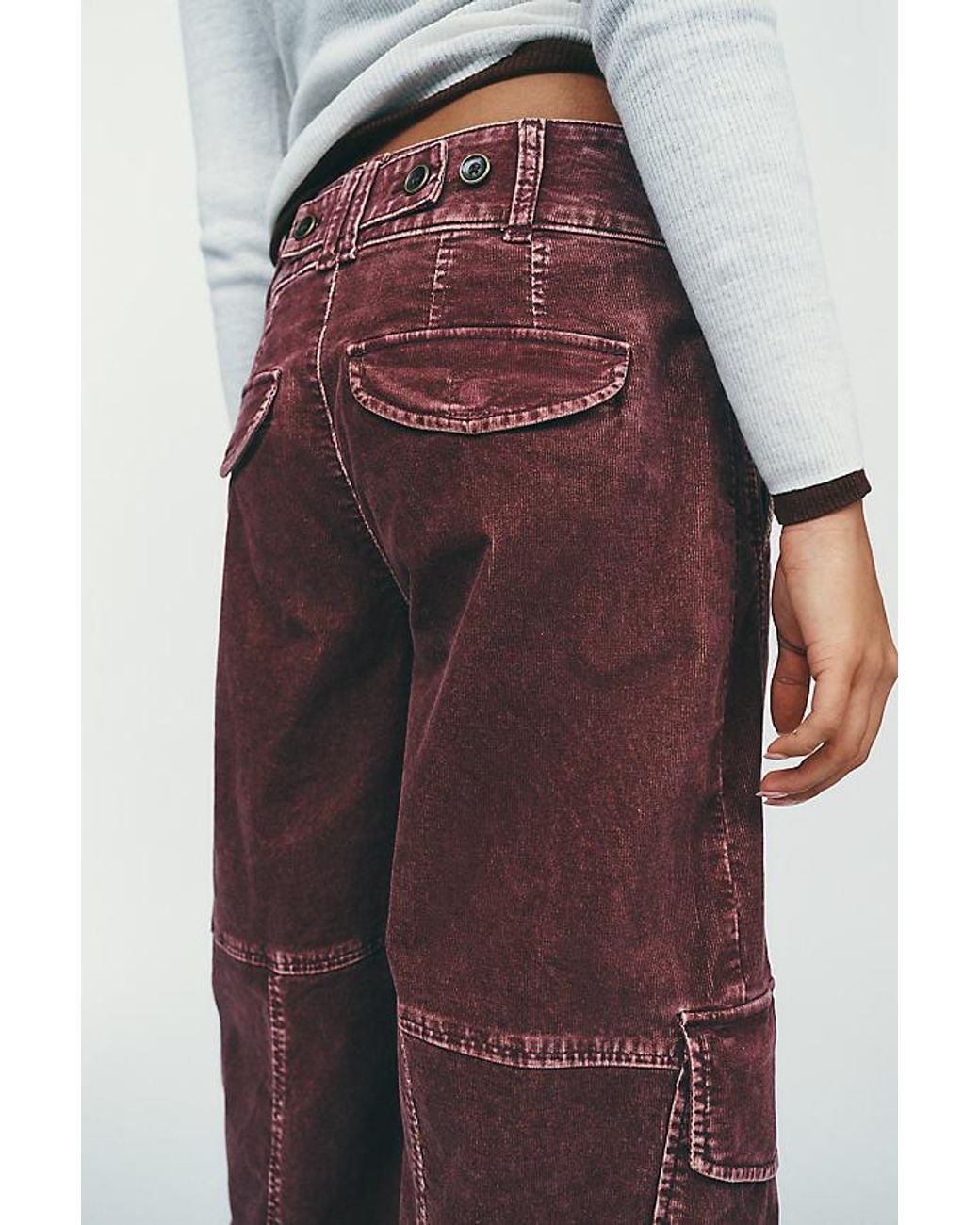 Pilcro Purple Aero Corduroy Wide-Leg Cargo Pants By