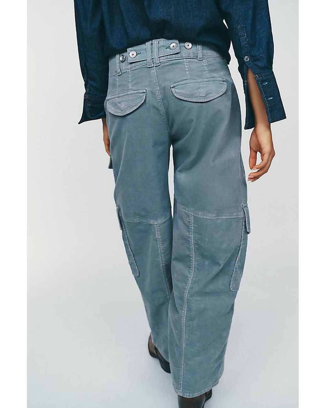 Pilcro Blue Aero Corduroy Wide-Leg Cargo Pants By