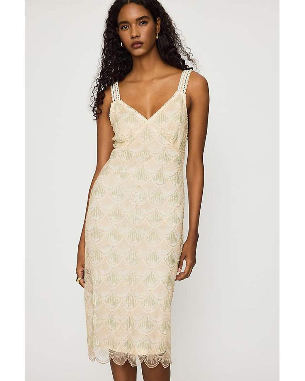 By Anthropologie Blue Lavoni Sequin Midi Dress