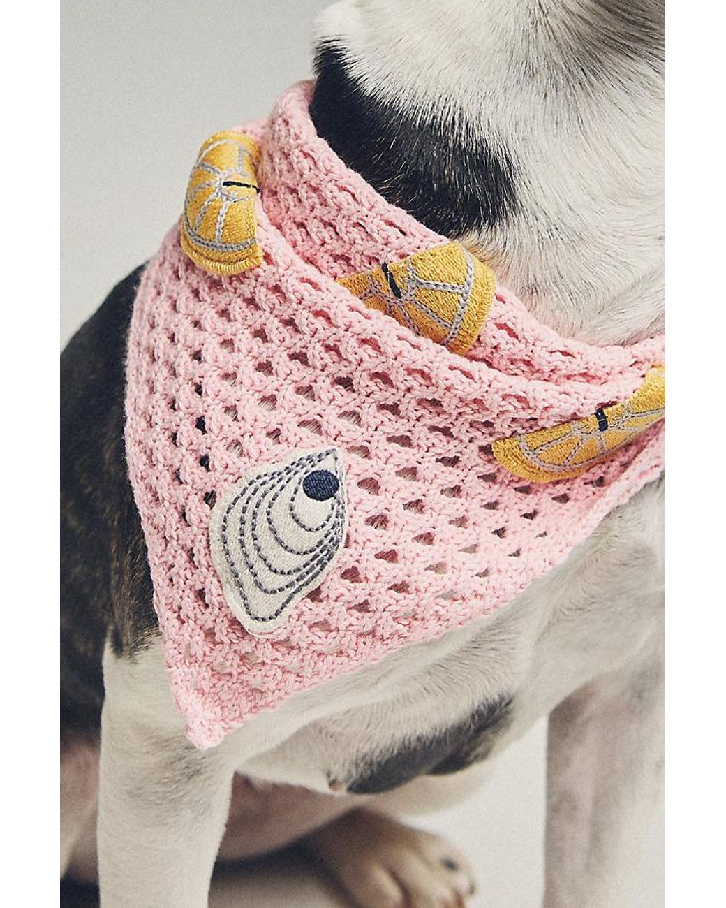 By Anthropologie Pink Crochet Pet Bandana